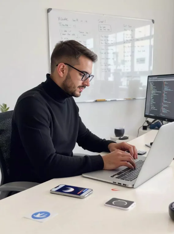 Un profesional trabajando en su computadora
